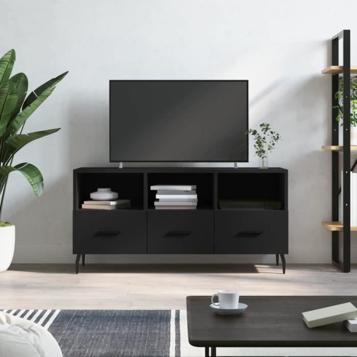 VidaXL Meuble TV noir 102x36x50 cm bois d'ingénierie 829053