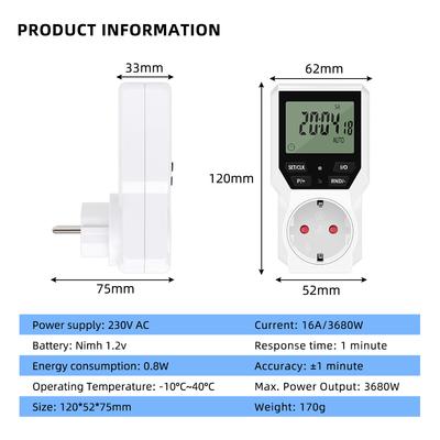 Intelligent Timing Socket Electrical Appliances Precise Control Device Remaining Time Display Time