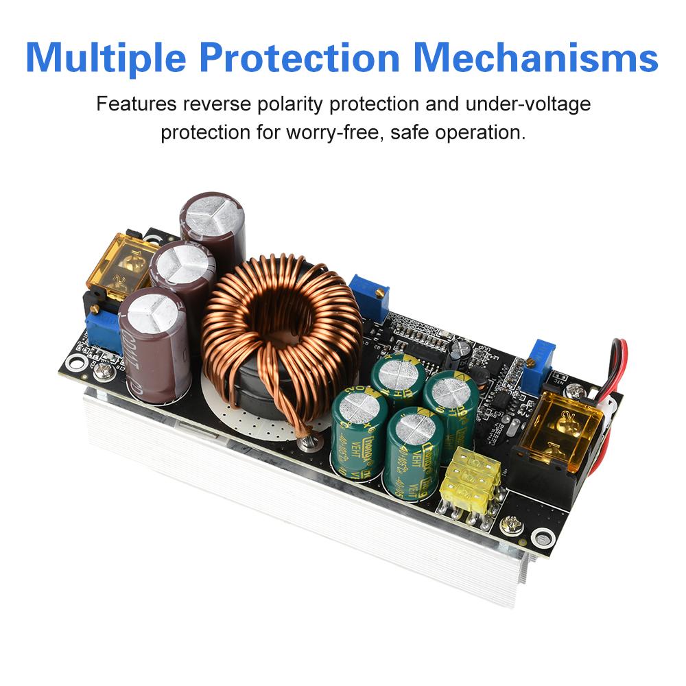 1800W DC-DC Boost Converter 14-60V/14-85V to 14-90V/14-120V Step Up Power Module with Multiple Protections for Solar System