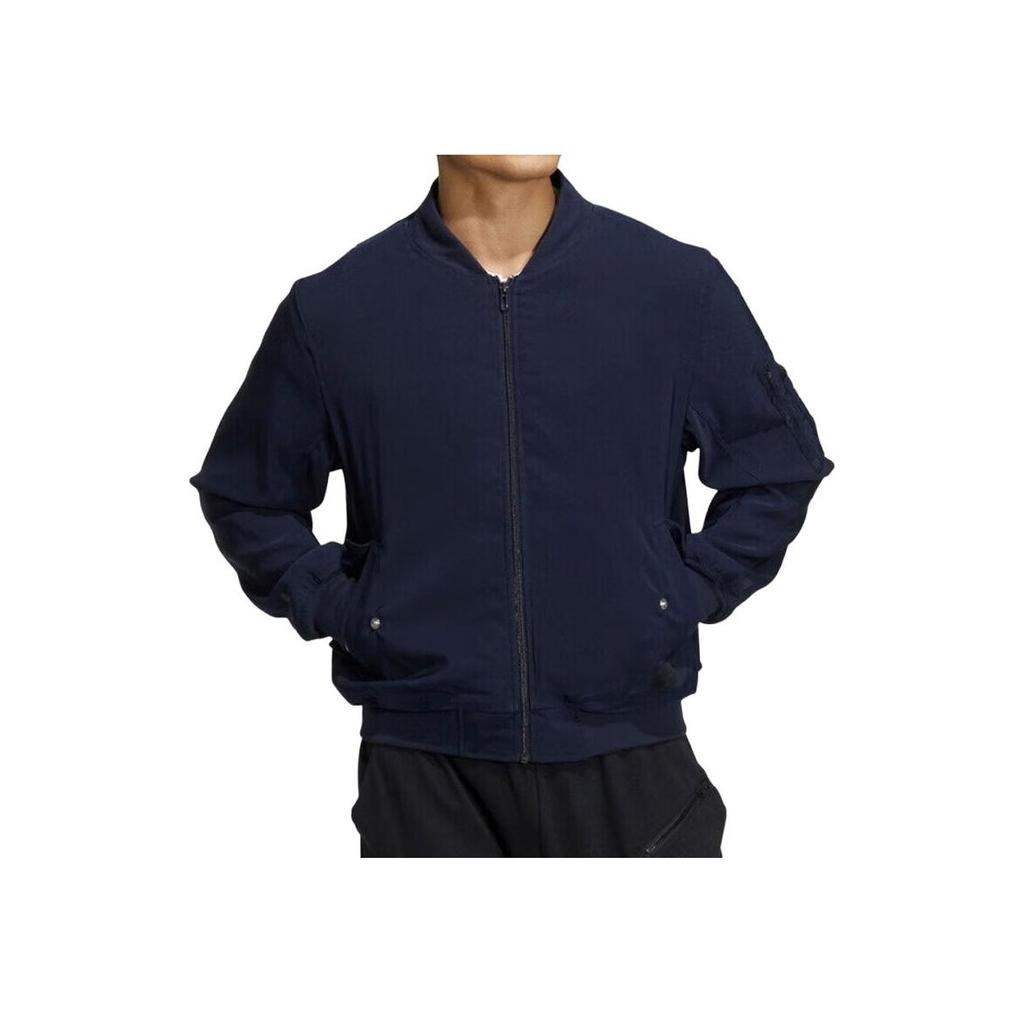 Adidas Solid Color Zip-Up Long Sleeve Jacket Men Outerwear Dark-Grey Navy-Blue HS3407