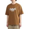 Carhartt WIP SS24 Logo Print Striped Short Sleeve T-Shirt Men Tops Brown CHXTEI032850M-BWB