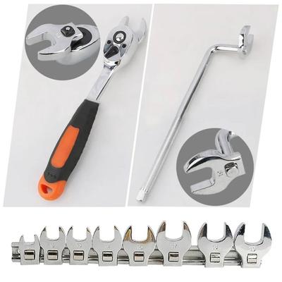 8Pcs 10 To 19mm Open End Spanner 3/8 Inch L-shaped Wrench Portable Ratchet Wrench