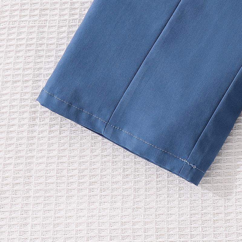 Mädchen Herbst Neue Mode Lässig Gestreift Einreihig Langarm Oberteil + Weitbeinige Hose Kinder 2-teiliges Set