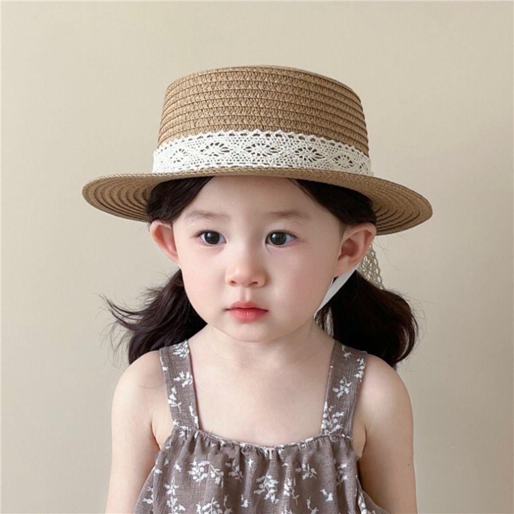 

Outdoor Bow Lace Straw Hat Spring Summer Baby Sun Hat Ins Children Straw Hats for Girls хакі