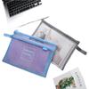 A4 Simple Transparent Mesh Document Bag Information Storage Student Examination Mesh Zipper Bag Stationery File Folders