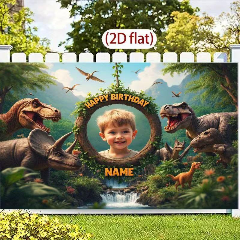 Personalisierte Jurassic Dinosaurier Geburtstag Hintergrundwand Benutzerdefinierte Foto & Name T-Rex Party Foto Booth Hintergrund Banner