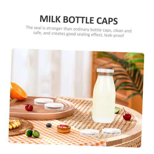 LALADEFIEE 100pcs Milk Bottle Caps, Cups, Yogurt Drinks, Milk Bottle Covers, Cup Lids, Drinkware, Leak-Proof Milk Bottle Caps, Glass Bottle Caps, Repl