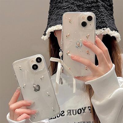 Flash Pink Ins Wind Phone Case for IPhone 16 Promax Tulip Flowers for Apple 17 Transparent Small Fresh