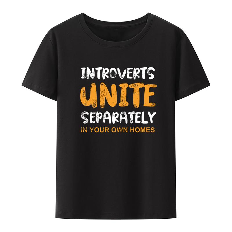 

Introverts Unite Funny Graphic Short Sleeve Tee Interesting Print Tshirt Classic Camisa Streetwear Unisex Tshirts Oneck Trend 4XL