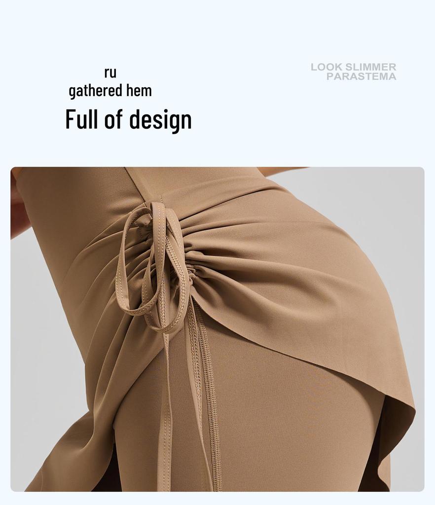 Pleated High-Waisted Flare Yoga Culottes