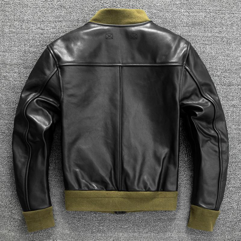 Genuine Leather Jacket for Men A1 Short Jacket for Baseball Uniform Casual Autumn and Winter Jacket