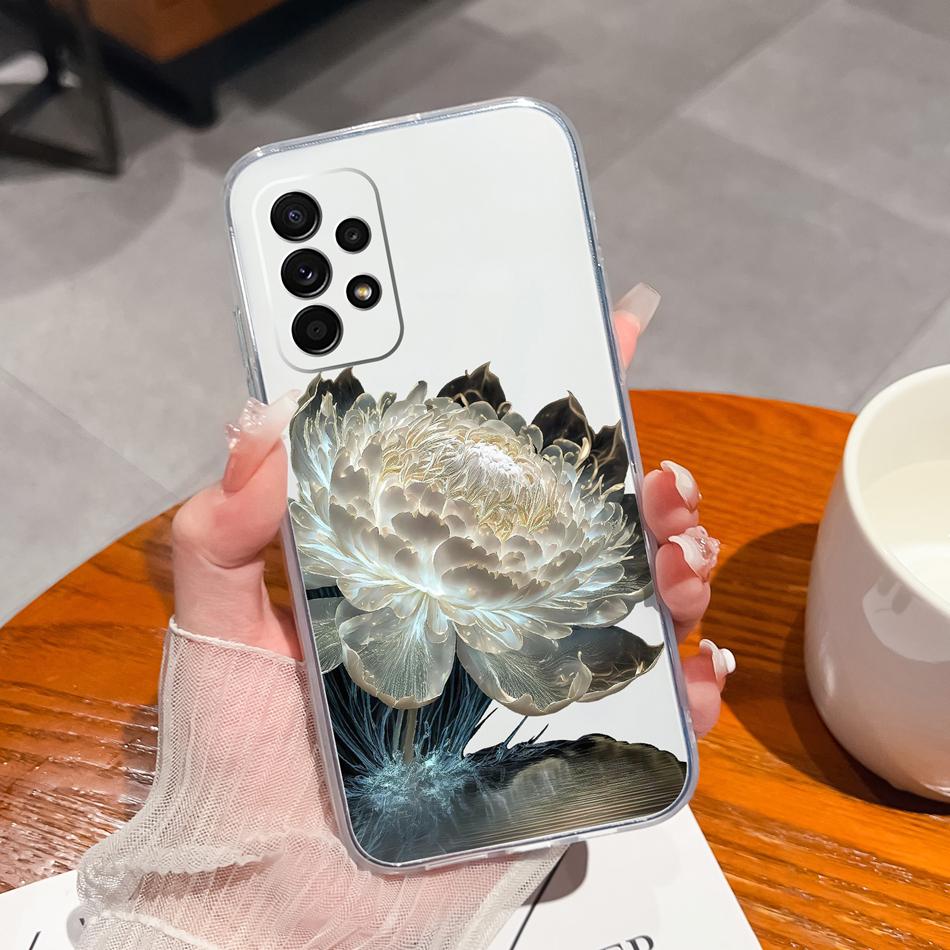 Flower Case For Samsung Galaxy A52 Phone Cover For Samsung A 52 Cases Soft Transparent Silicone Christmas Elk deer Back Covers
