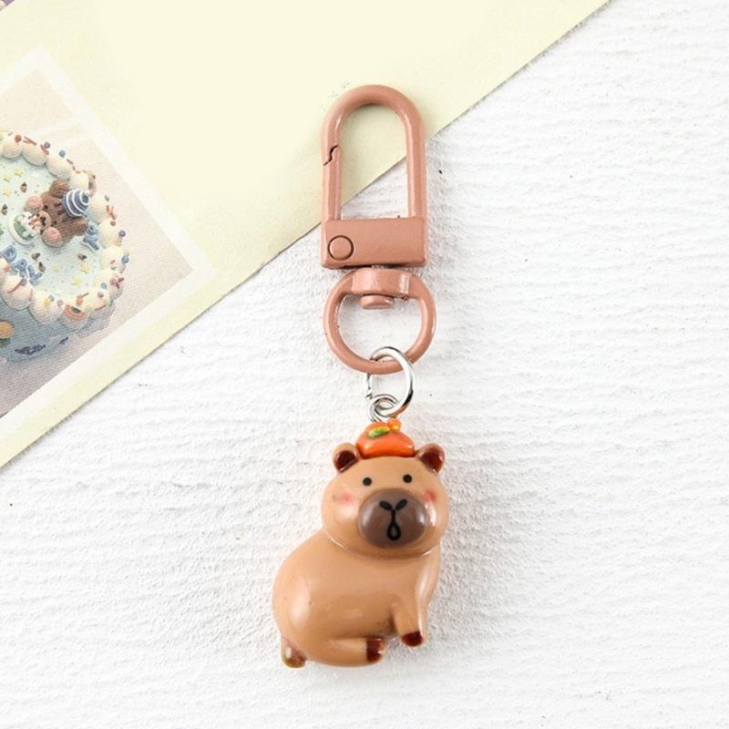 Fashionable Elegant Color Capybaras Keychain Charm Lovely Dress Up Sturdy Resin Pendant for Bags and Keys Decoration