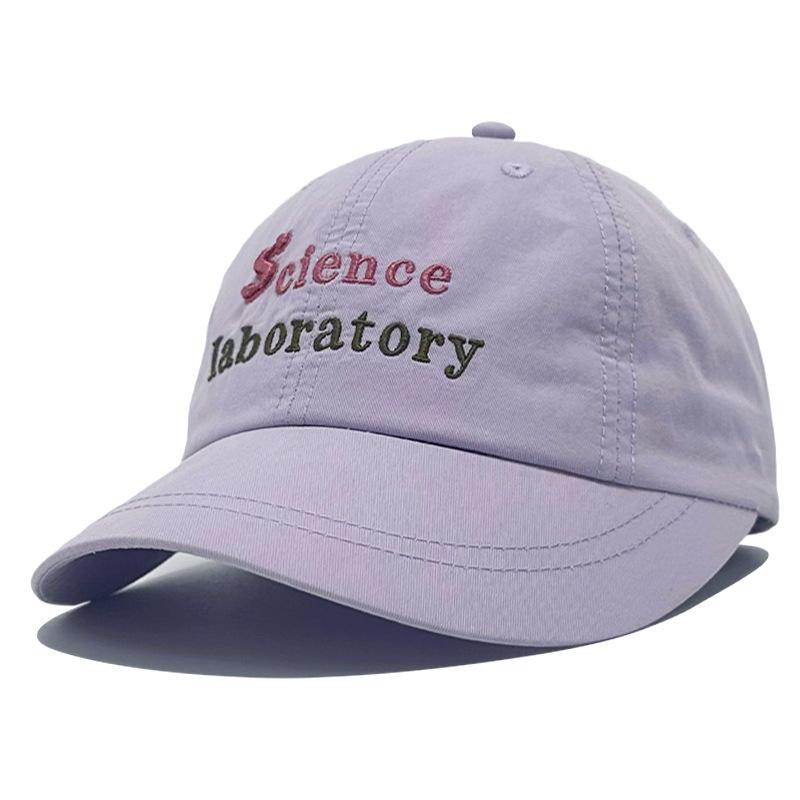 Small Baseball Hat with Wide Brim Showing Face for Women's Temples Hat Spring and Summer Sun Protection Pure Cotton Soft Top Embroidered Baseball Hat