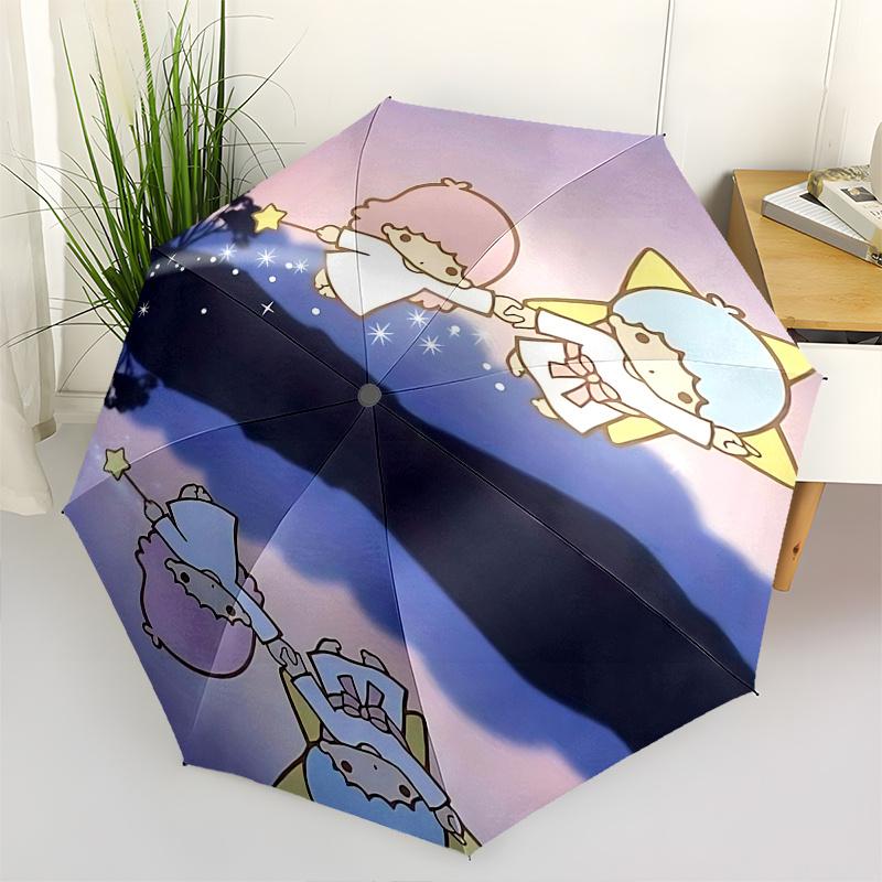 

1pc Little Twin Stars Outdoor Umbrella - Automatic Opening/Closing, Foldable Design, Iron Frame, Festival Gift for Fans, Travel & Daily Use.R029