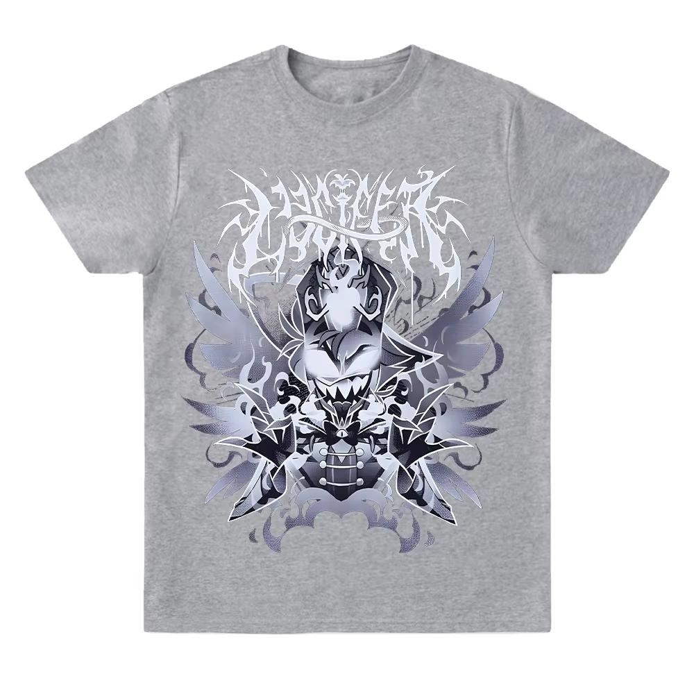 2026 HazbinHotel Lucifer Metal TShirt Aesthetic Lucifer MorningStar for Men Women Cotton Short Sleeve Round Neck Summer Ins