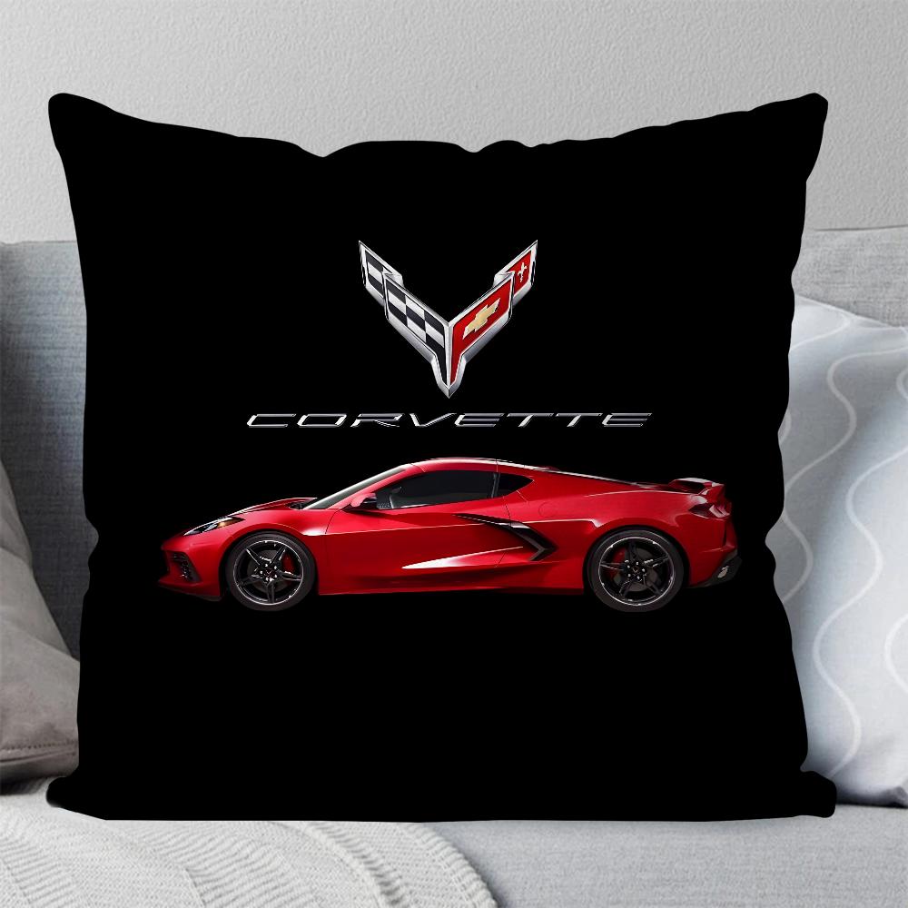Cool Car C- Corvette Pillow Case Square Pillow Bedroom Sofa Leisure Comfort Cushion Car Living Room Home Decoration 40X40