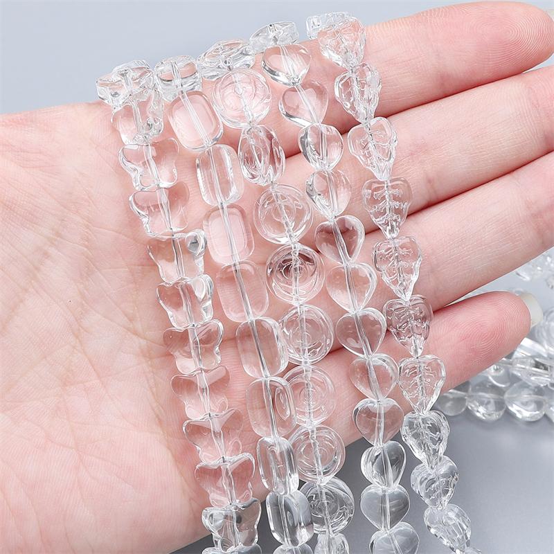 20pcs/bag Special-Shaped Glass Transparent Beads DIY Bracelet Necklace Earrings Jewelry Accessories