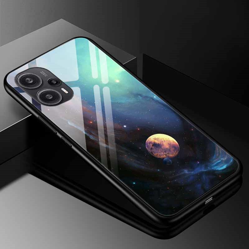 Tempered Glass Phone Case For Xiaomi Poco F5 5G F5Pro Cover Poco F5 Pro Redmi Note 12S 12C 12 4G Luxury Hard Back Bumper PocoF5