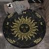 1pc Starry Sun Round Rug - Non-slip Polyester Rug with Gold Constellation Pattern for Living Room, Bedroom, Crystal Velvet