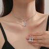 3PC Women's Fashion Geometric Round Necklace Earrings Zircon Set Suitable for Wedding, Party, Festival Gifts-4251