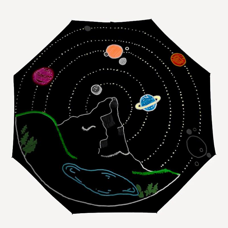 1pc Cosmos MountainAutomatic Open/close Umbrella, 8-Rib sturdy structure, Portable Travel Umbrella, Parties, Everyday Usec15