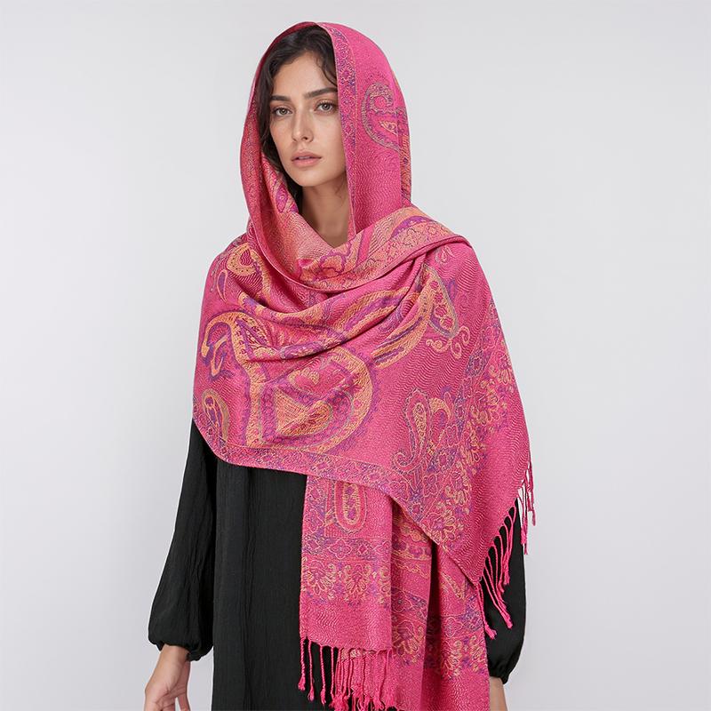 Winter Women Bufanda Jacquard Scarf  Printed Coquette Fashion Silky Long Shawl Ethnic Fringed Travel Scarves