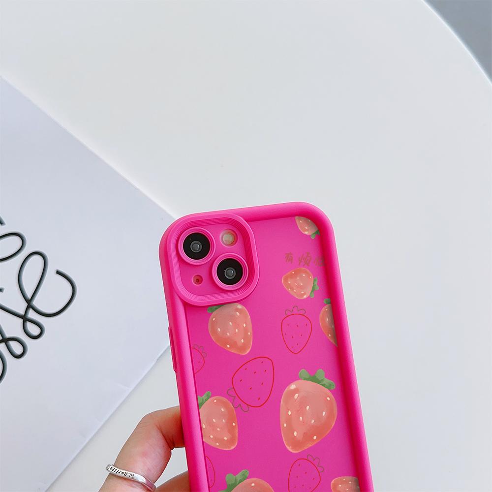 Fresh Strawberries Pattern Soft TPU Phone Case for iPhone 17 Air 16 15 14 Pro Max Plus 13 12 Mini 8 7 X Xs Back Cover