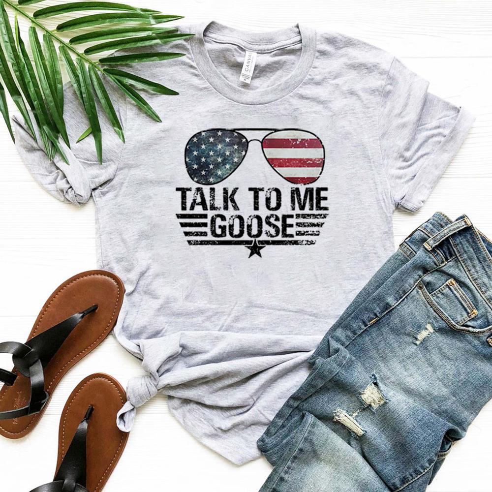 Top Gun Shirt Talk To Me Goose Tshirt Unisex Top Gun Movie Shirts Vintage Jet Fighter Sunglasses Graphic Tee Summer Casual Top S