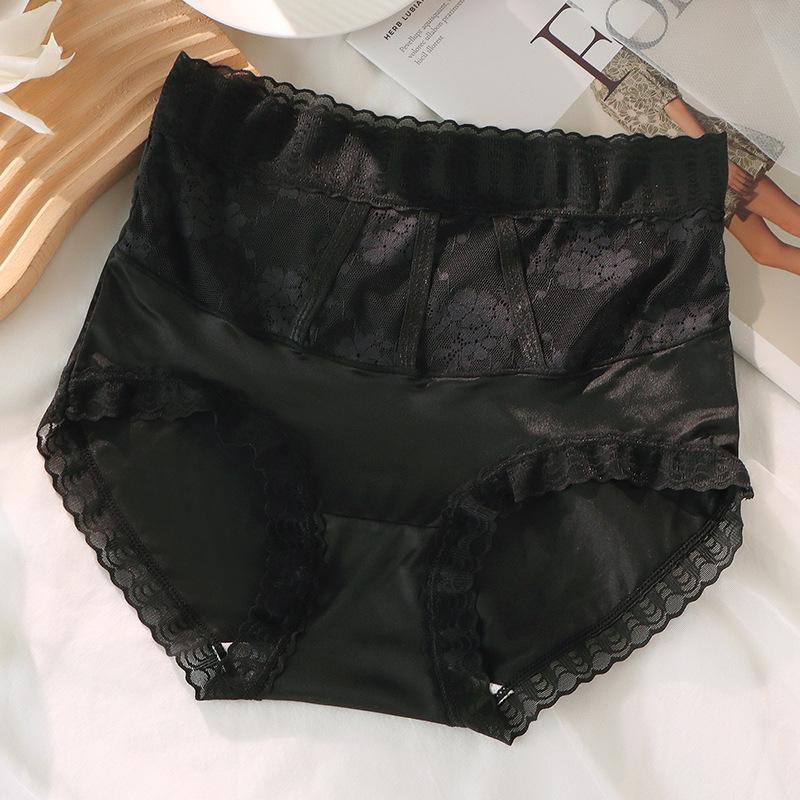 Plus Size Women's High-Waisted Lace Seamless Briefs – Breathable, Tummy Control, Hip Lift, Antibacterial Crotch.