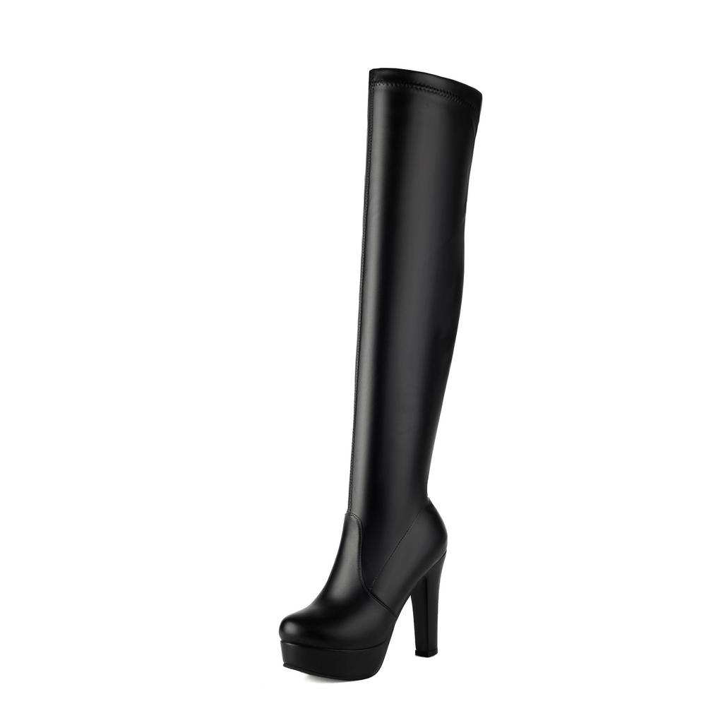 Moda Stivali Al Ginocchio da Donna Inverno Stivali Alti al Ginocchio Stivali con Plateau da Donna Tacchi Alti Stivali Lunghi Scarpe da Donna Taglia Plus 45 46
