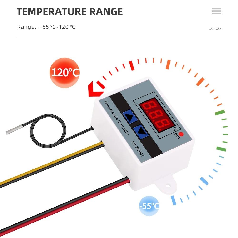 XH-W3001 Digitaler LED Temperaturregler für Inkubator Kühlung Heizung Schalter Thermostat NTC Sensor mit Sonde 220v