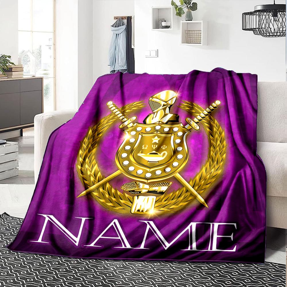 Customiz Name Personality Omega Psi Phi Blanket Soft &Warm Sofa Office Bed Travel Lunch Break Blanket, Gift Suitable All Seasons