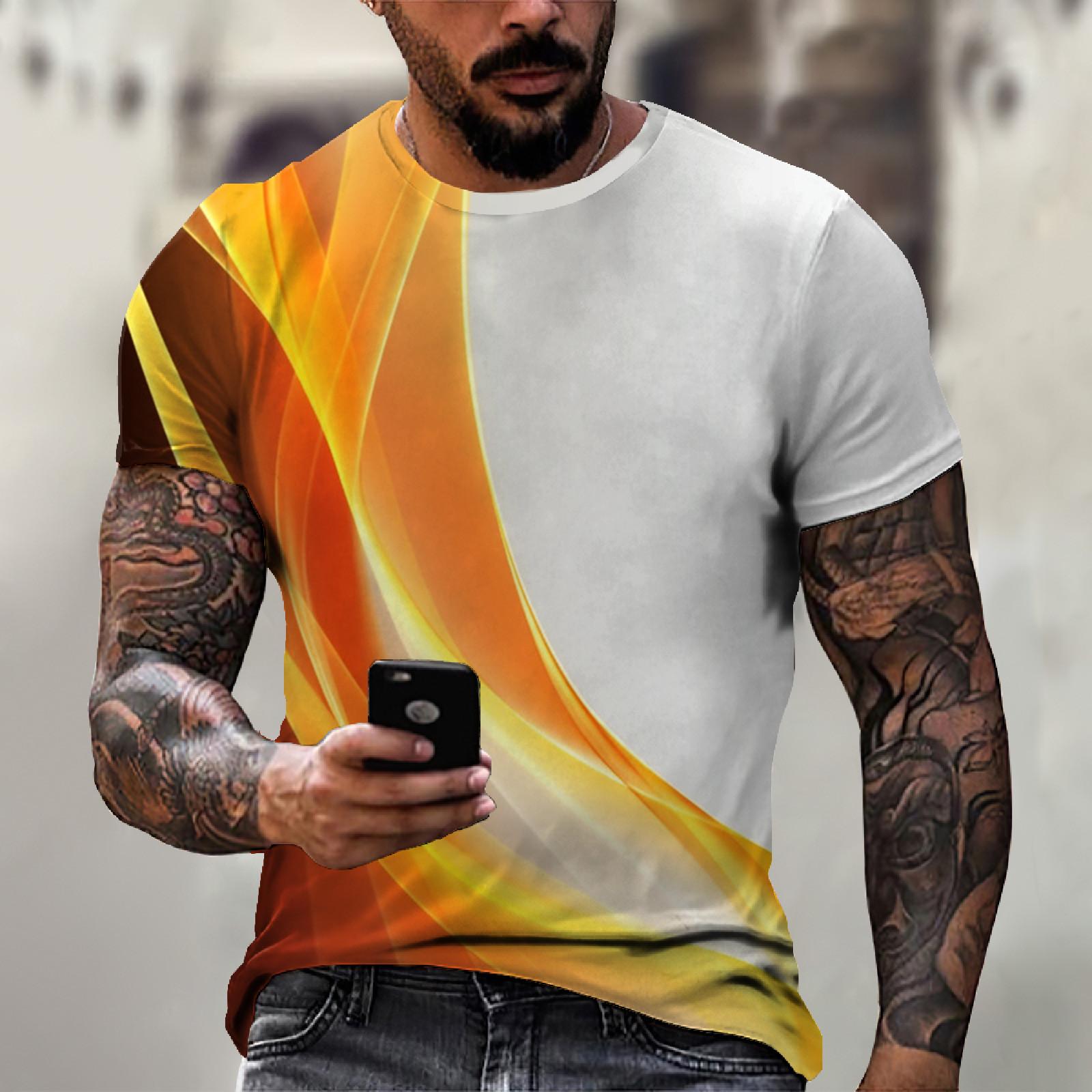 

Мужская футболка с коротким рукавом и принтом, летняя круглая шея, трендовая повседневная толстовка S жёлтый