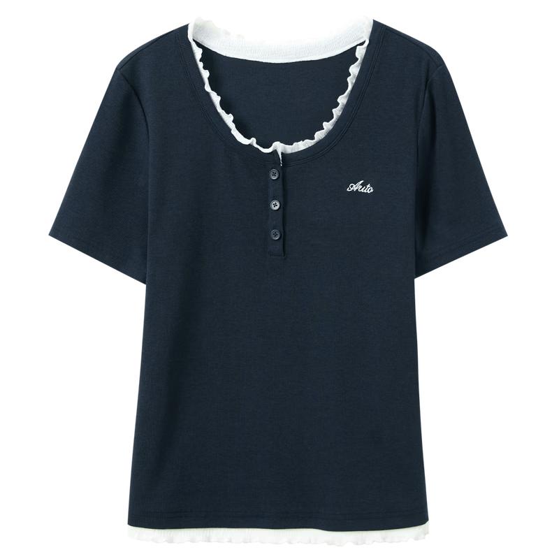 Women s 2026 Summer Plus Size Embroidered T-shirt M