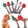 Dog Squeakey Chew Toys Christmas Cotton Ropes Knot Molar Bite Toy Funny Cute Puppies Cat Interactive Toy Xmas Gift Pets Supplies