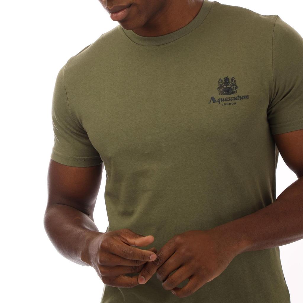 Aquascutum Mens London Chest Logo Crew Neck T-Shirt