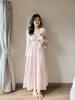 Pink French Lace Patchwork Camisole Dress - Gentle Summer Vacation Style Fairy Long Dress