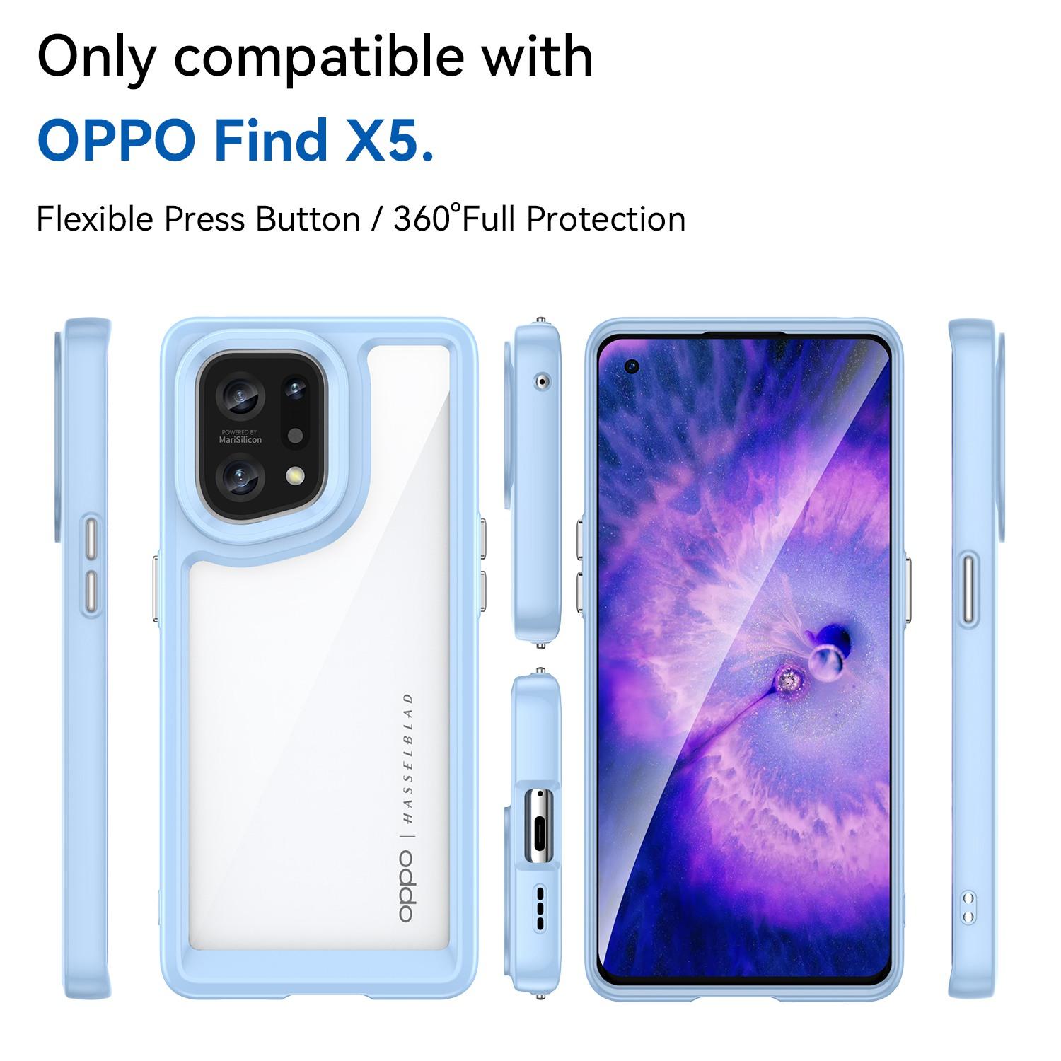 

TPU+Acrylic Hybrid Case for Oppo Find X5,Independent Buttons Shockproof Protective Phone Cover Baby Blue