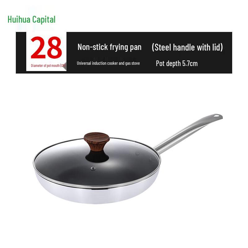 HUIHUADU Non-Stick Flat-Bottom Frying Pan with Lid