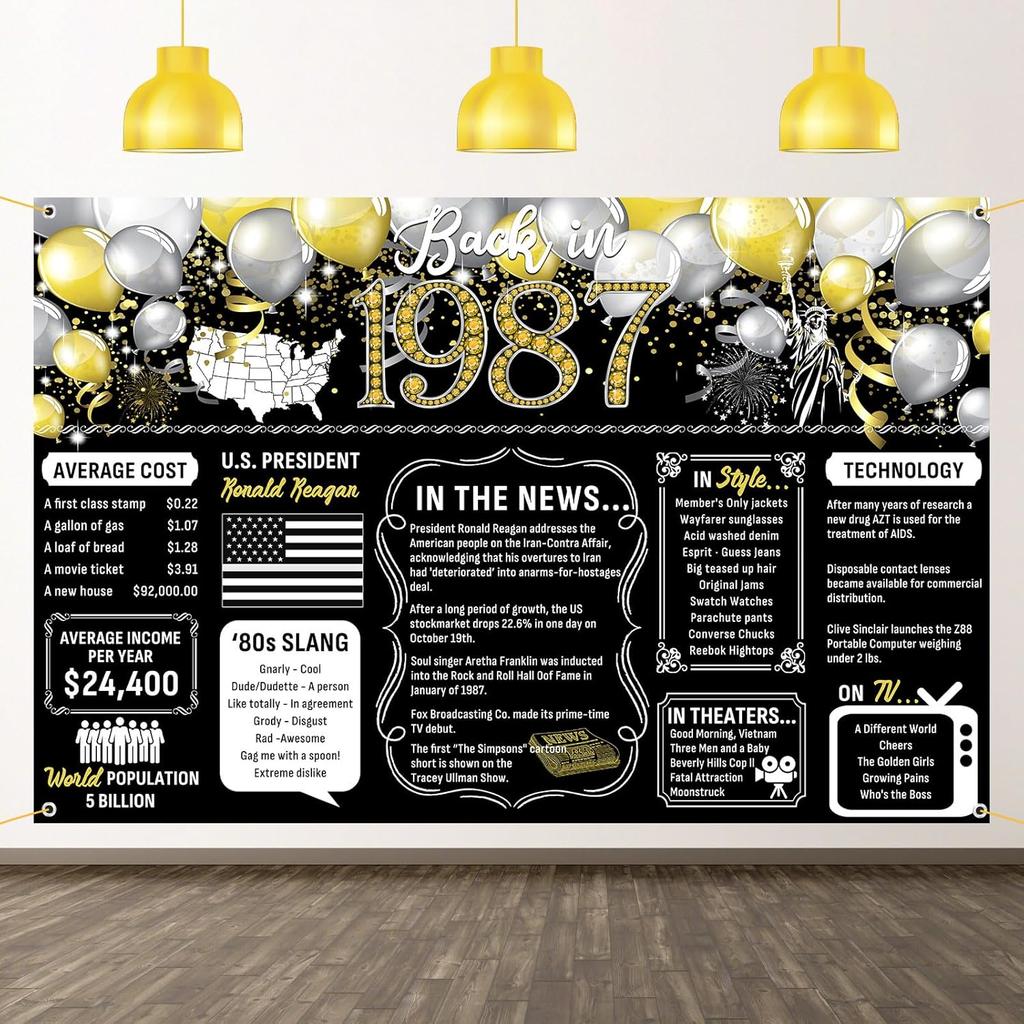 50th Birthday Black Gold Party Decoration Back In 1976 Backdrop Large Banner Birthday Party Poster Supplies Vintage 1976 Photography Background for