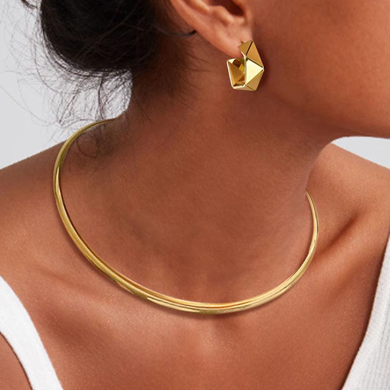 Collana Girocollo in Acciaio Inossidabile per Donna, Bracciale Rigido Aperto, Collana Minimalista Regalo per Festa di Compleanno