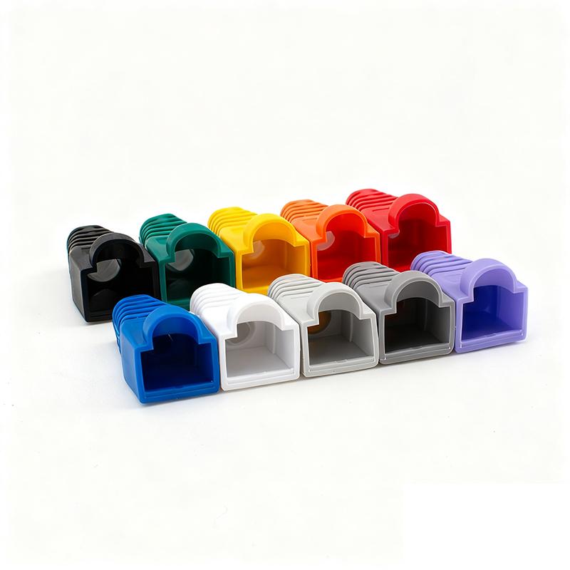 20Pcs Od6.5 Cable Connector Plug Cover Cat5E Cat6 Rj45 Ethernet Network Cable 10 Colors Strain Relief Boots Rj45 Connector Caps