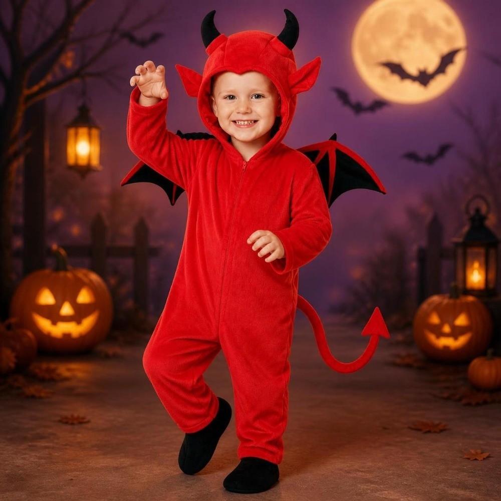 Bat Wings Halloween Bat Bodysuit Devil Horn Kids Cosplay Costume Performance Property