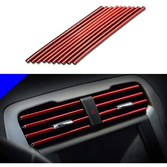 10 Pcs Car Air Vent Grille Decoration Trim Sticker U Style Air Conditioner Outlet Decoration Strip Car Decoration
