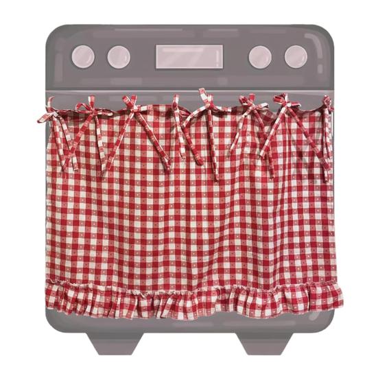 Oven Skirt Handmade Farmhouse Oven Cover with Ruffle Trim under Stove Easy Installation Oven Hideaway Curtain Kitchen Decor