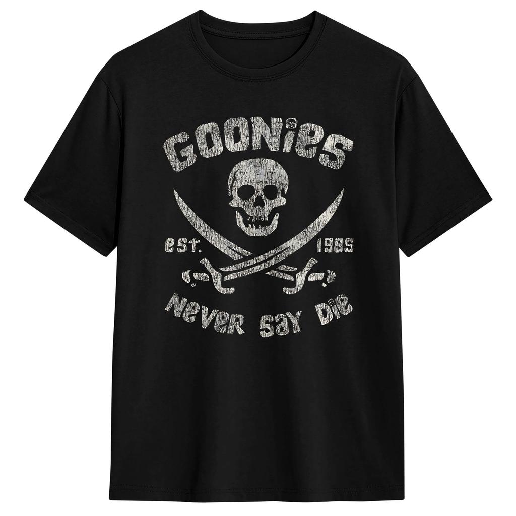 The Goonies Never Say Die Worn Out TShirt for Men Novelty 100 Cotton Tee Shirt O Neck Short Sleeve T Shirt Gift Idea Clothing