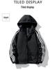 Men's Three-Stripe Hooded Bomber Jacket - Casual, Loose Fit for Autumn/Winter