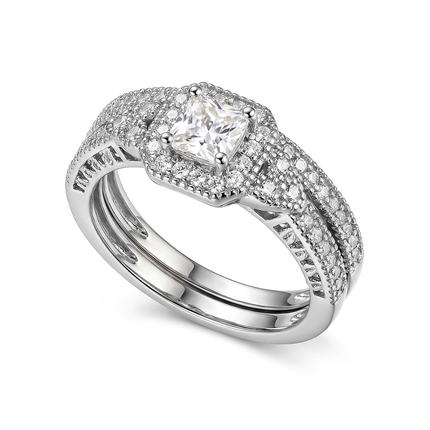 

2pcs Exquisite Square Geometric Couple Rings Set For Women Men Lover Luxury Cubic Zircon Finger Ring Party Dating Charm Jewelry 6