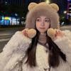 Windproof Bear Ear Fur Hat Thick Fisherman Hat New Cold-Proof Earflaps Cap  Women